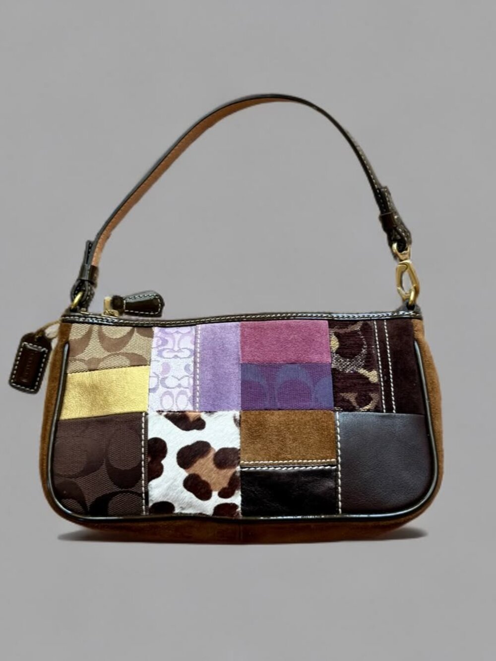 Coach Purple Patchwork Zip Demi Shoulder Bag 7071